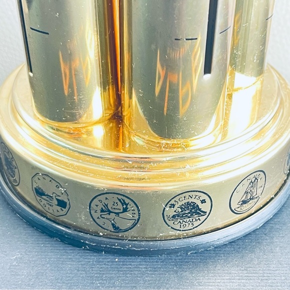 TUBE COINS METAL ART DECOR GOLD TONE COLOR SAVE COINS ART - Picture 11 of 12